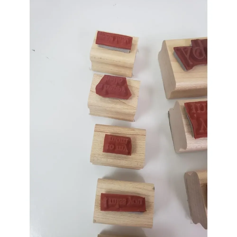 2002 Stampin Up! Rubber Card Making Words Wood-Mounted Words Retired Set of 10